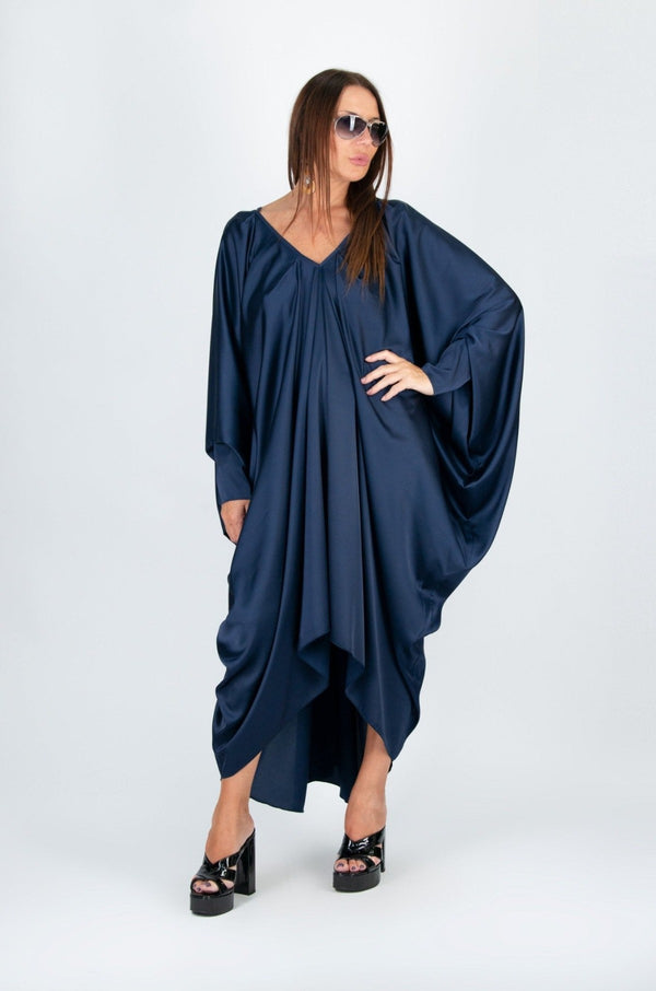 DFold Clothing PREA Long Maxi Kaftan Dress in Dark Blue