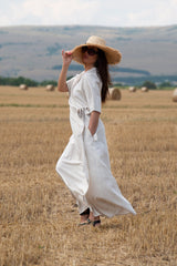 Long Linen Wrap Dress Verona - D Fold Clothing