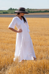 Long Linen Wrap Dress Verona - D Fold Clothing