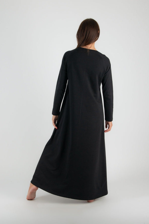 DFold Clothing - BRENNA Cotton Dress: A versatile maxi dress made from 100% cotton terry fabric with side pockets.