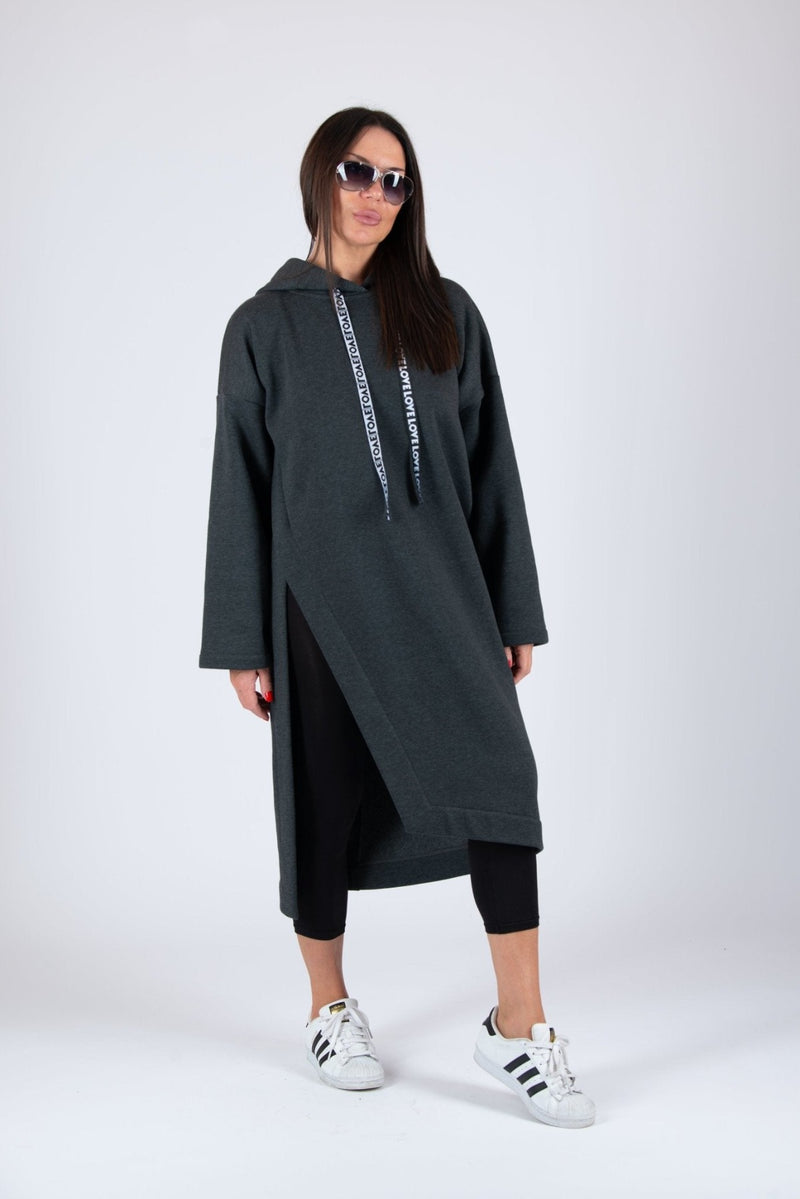 Loose Hooded Dress ELLA - D FOLD CLOTHING