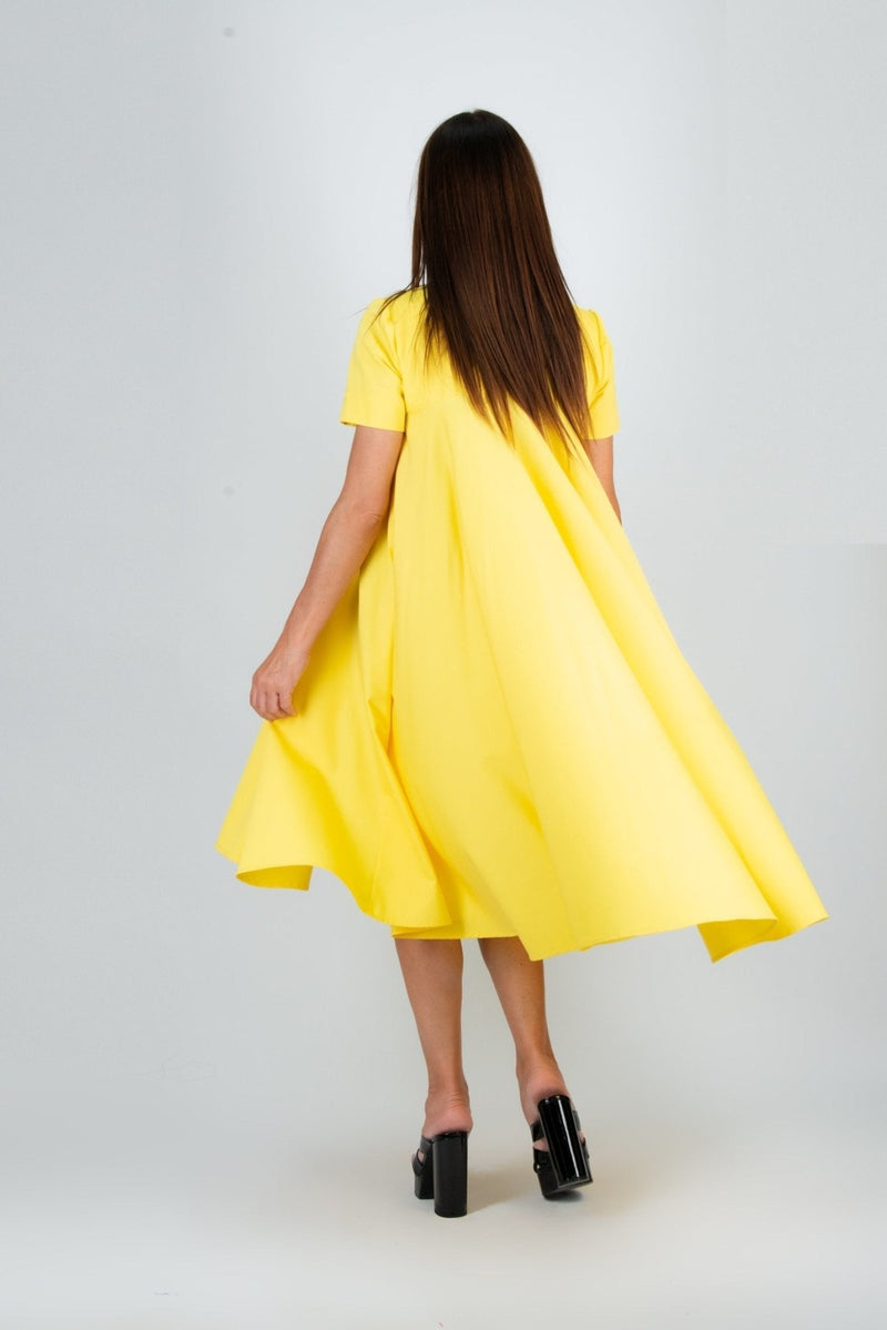KOSARA Yellow Summer Maxi Dress - Back View