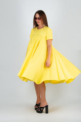 Image of the KOSARA Yellow Summer Maxi Dress featuring a gorgeous yellow pattern.