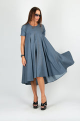 KOSARA Blue Jeans Summer Maxi Dress - Front View