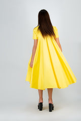 KOSARA Yellow Summer Maxi Dress - back View