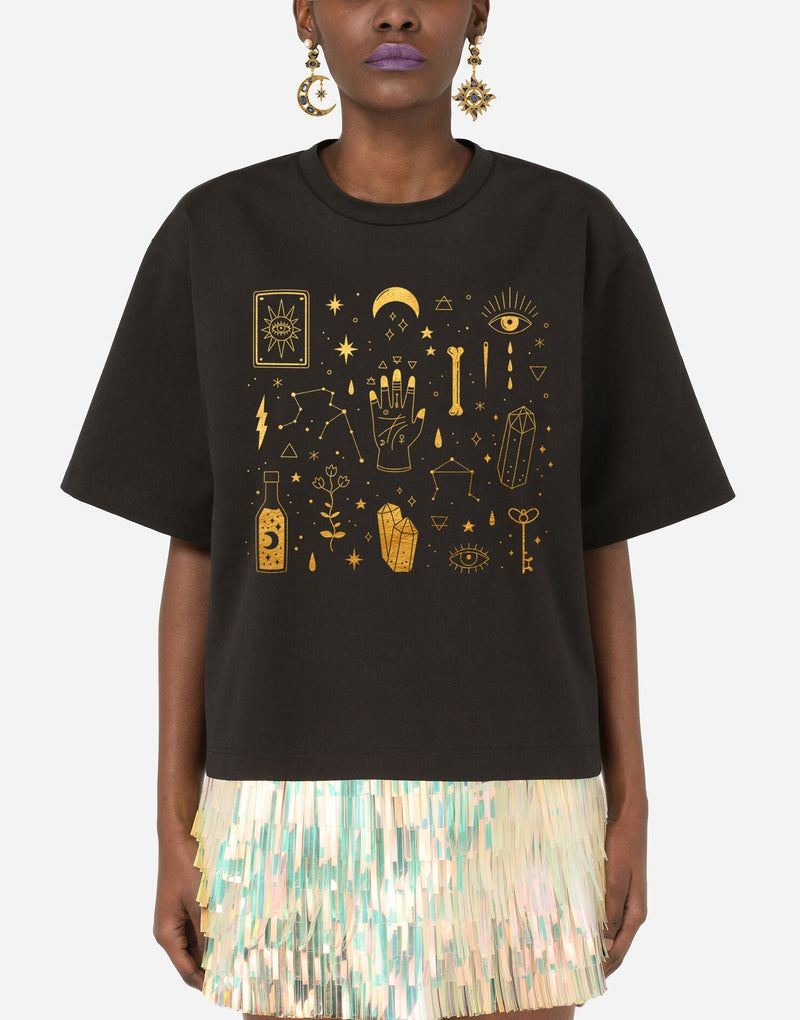 Magical Golden Elements Printed T-shirt - EUG FASHION