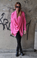 DFold Clothing Maxi Top DAFNE: Stylish pink top with long sleeves, ideal for warm weather.