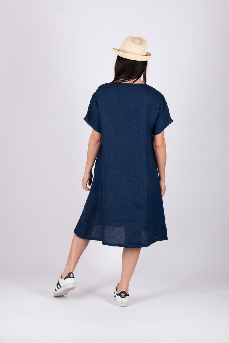 Midi Linen Dress Elvira - D FOLD CLOTHING