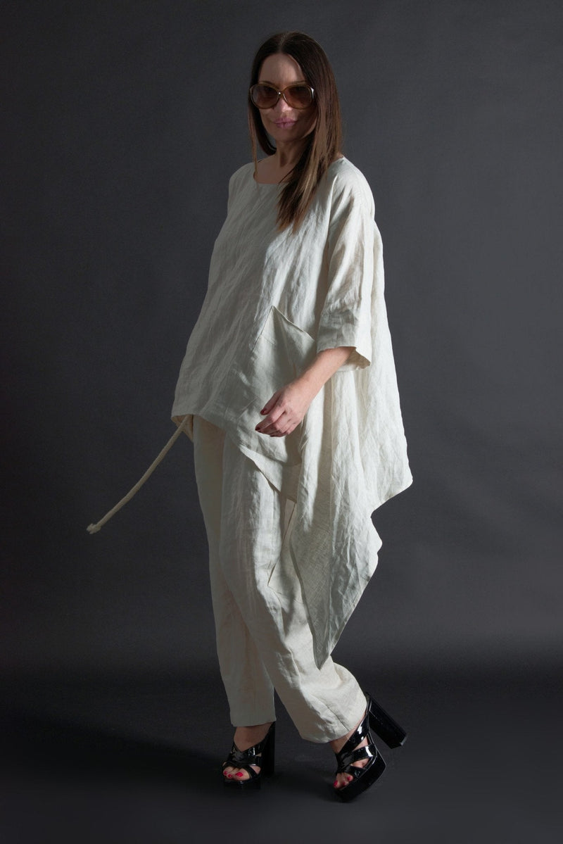 Natural Linen Tunic Sabrina - D FOLD Clothing