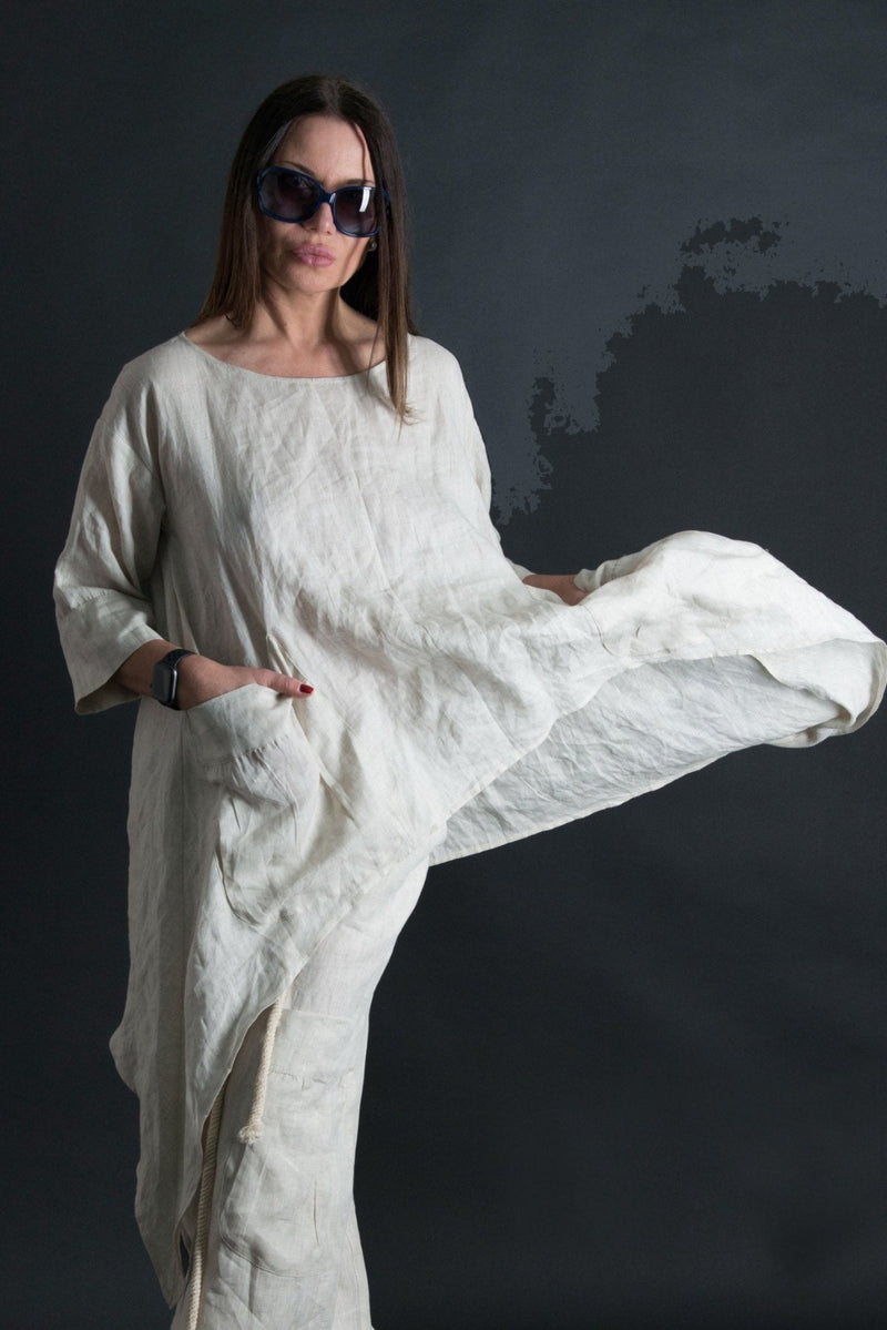 Natural Linen Tunic Sabrina - D FOLD Clothing