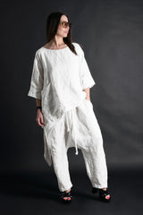 ALEXA Linen Harem Loose Pants Front View - DFold Clothing