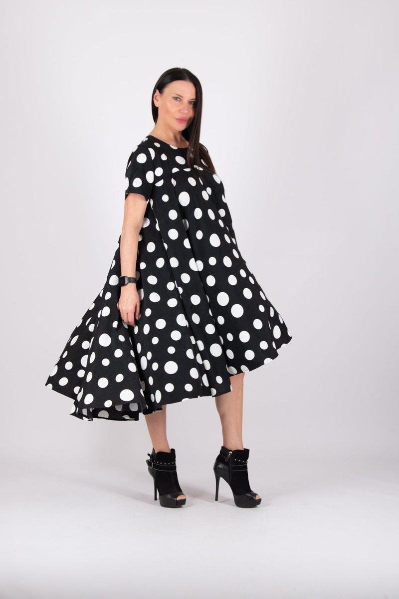Image of the KOSARA Polka Dots Summer Maxi Dress featuring a classic polka dot pattern.