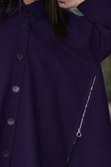 Purple Wool Women Coat FEDERICA - EUG FASHION