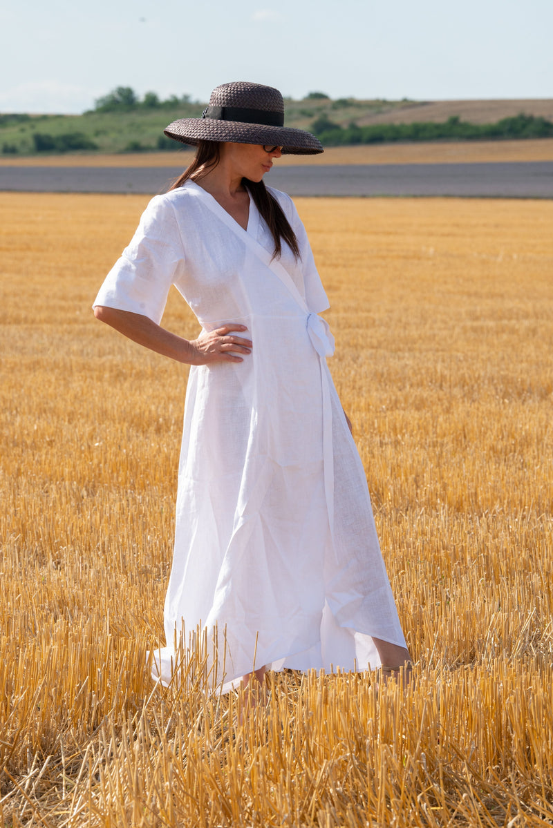 Summer Linen Wrap Dress Verona - D FOLD Clothing