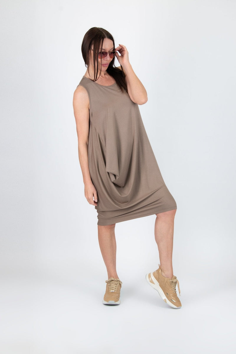 Sleeveless Jersey Dress ONIX SALE - EUG FASHION