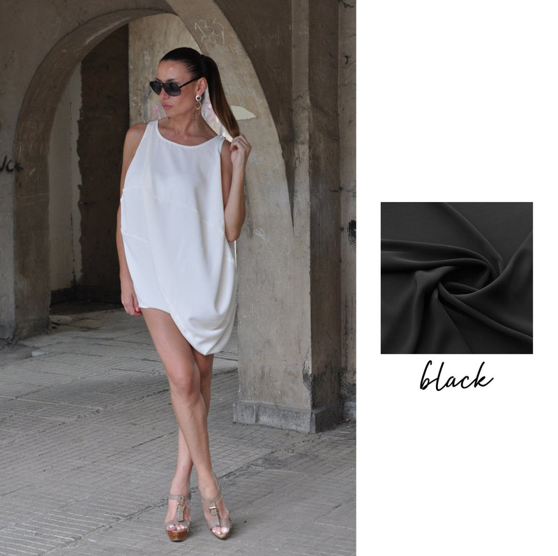 DFold Clothing ALBA Sleeveless Tunic - Black Summer Maxi Tunic Front View