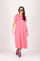 DFold Clothing's EMY Summer Cotton Dress - Vibrant Heart & Parrot Print