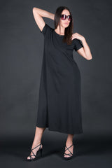 DFold Clothing's EMY Summer Cotton Dress - Vibrant Black