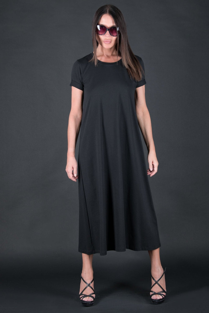 DFold Clothing's EMY Summer Cotton Dress - Vibrant Black