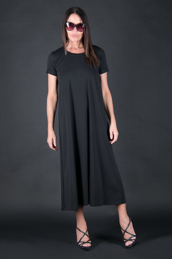 DFold Clothing's EMY Summer Cotton Dress - Vibrant Black