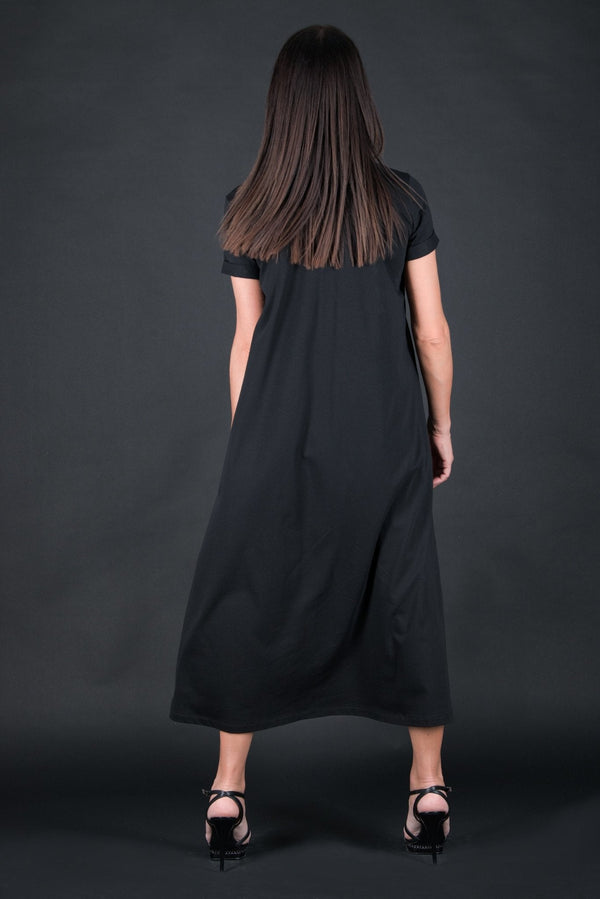 DFold Clothing's EMY Summer Cotton Dress - Vibrant Black