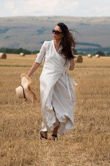 Summer Linen Wrap Dress Verona - D FOLD Clothing