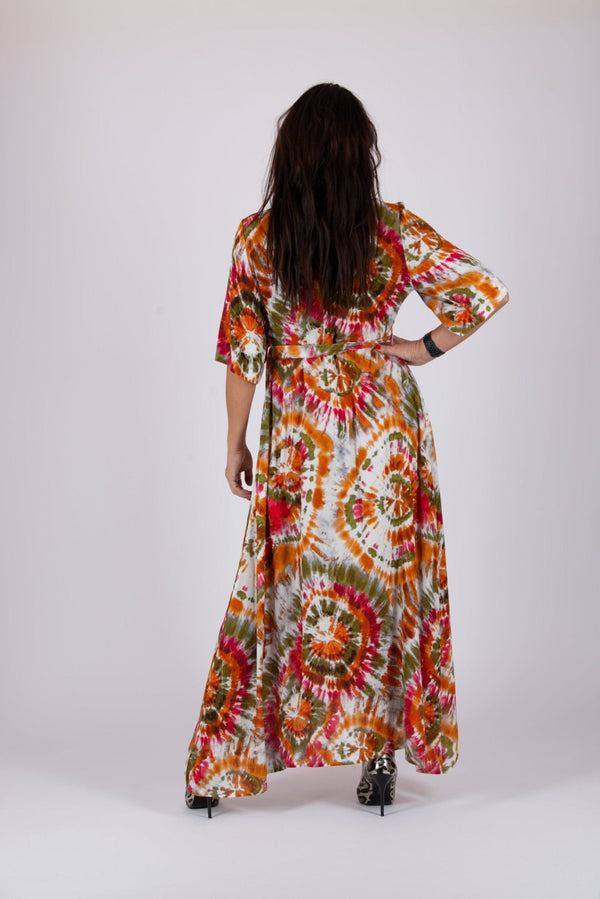 ASTRID Multicolour Tai Day Wrap Dress - Back View