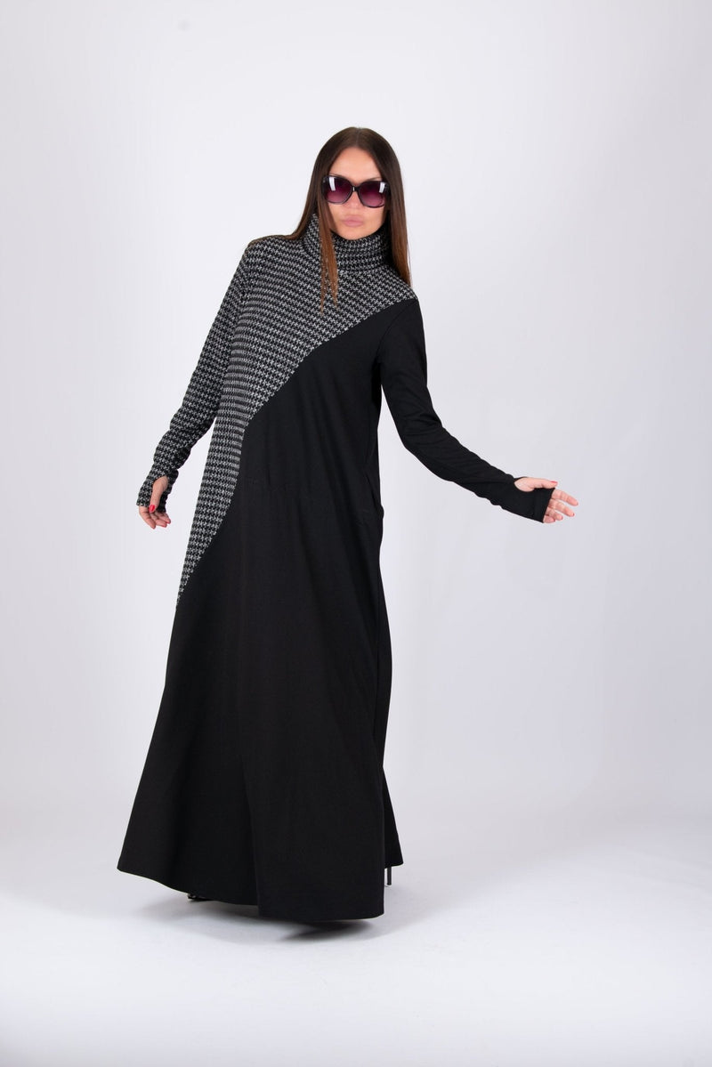 Turtleneck A line Long Dress VIVIAN - EUG FASHION