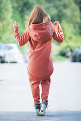 DFold Clothing's MEGAN Hooded Sports Outfit: Soft cotton ensemble with oversized hoodie, front pocket, and harem pants.