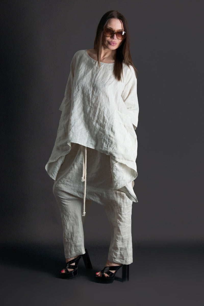 DFold Clothing ALEXA Two-Piece Linen Outfit - Front View