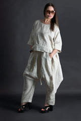 DFold Clothing ALEXA Two-Piece Linen Outfit - Harem Pants Detail