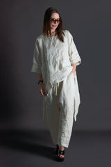 DFold Clothing ALEXA Two-Piece Linen Outfit - Harem Pants Detail