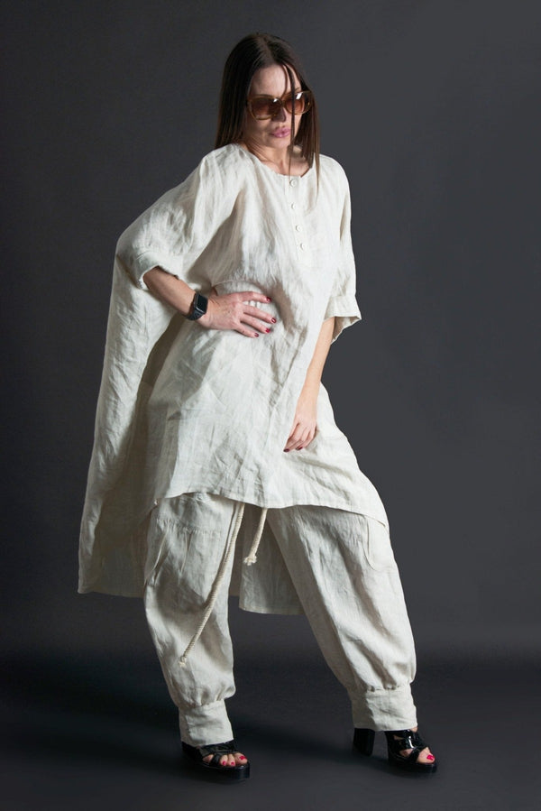 Elegant linen tunic from DFold Clothing's ALISON Two-Piece Set.