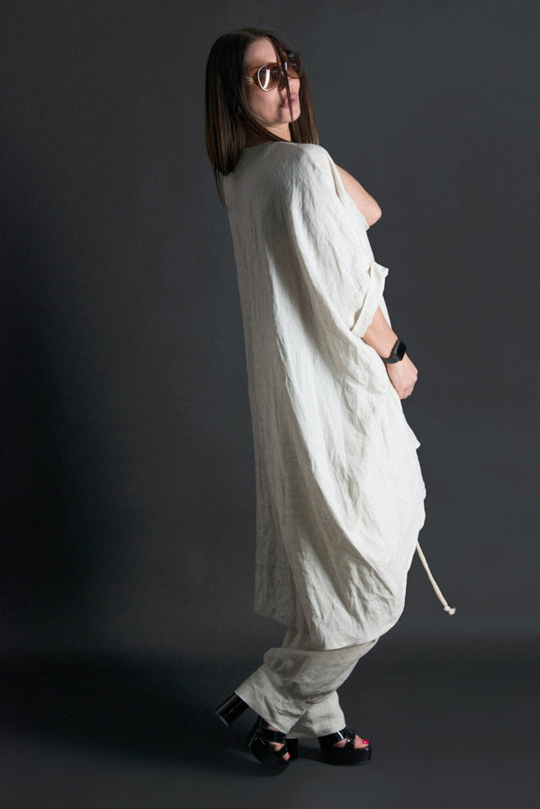Elegant linen tunic from DFold Clothing's ALISON Two-Piece Set.