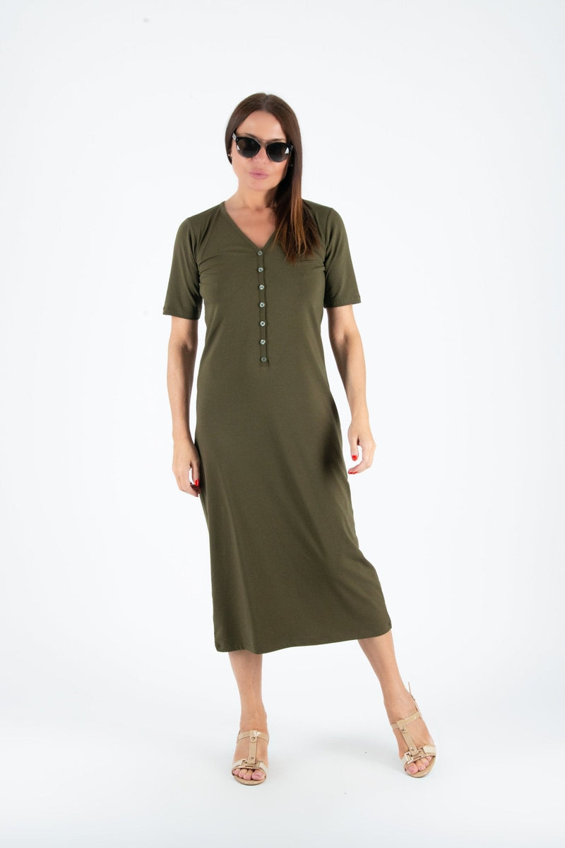 V Neck Jersey Dress KRISTA - EUG FASHION