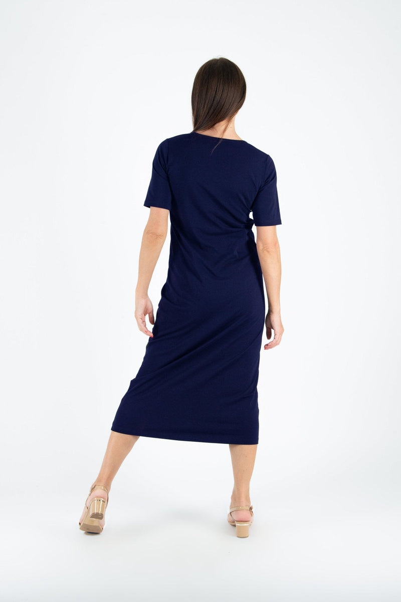 V Neck Jersey Dress KRISTA - EUG FASHION