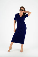 V Neck Jersey Dress KRISTA - EUG FASHION