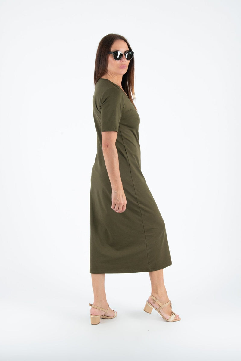 V Neck Jersey Dress KRISTA - EUG FASHION