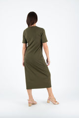 V Neck Jersey Dress KRISTA - EUG FASHION