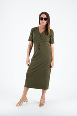 V Neck Jersey Dress KRISTA - EUG FASHION