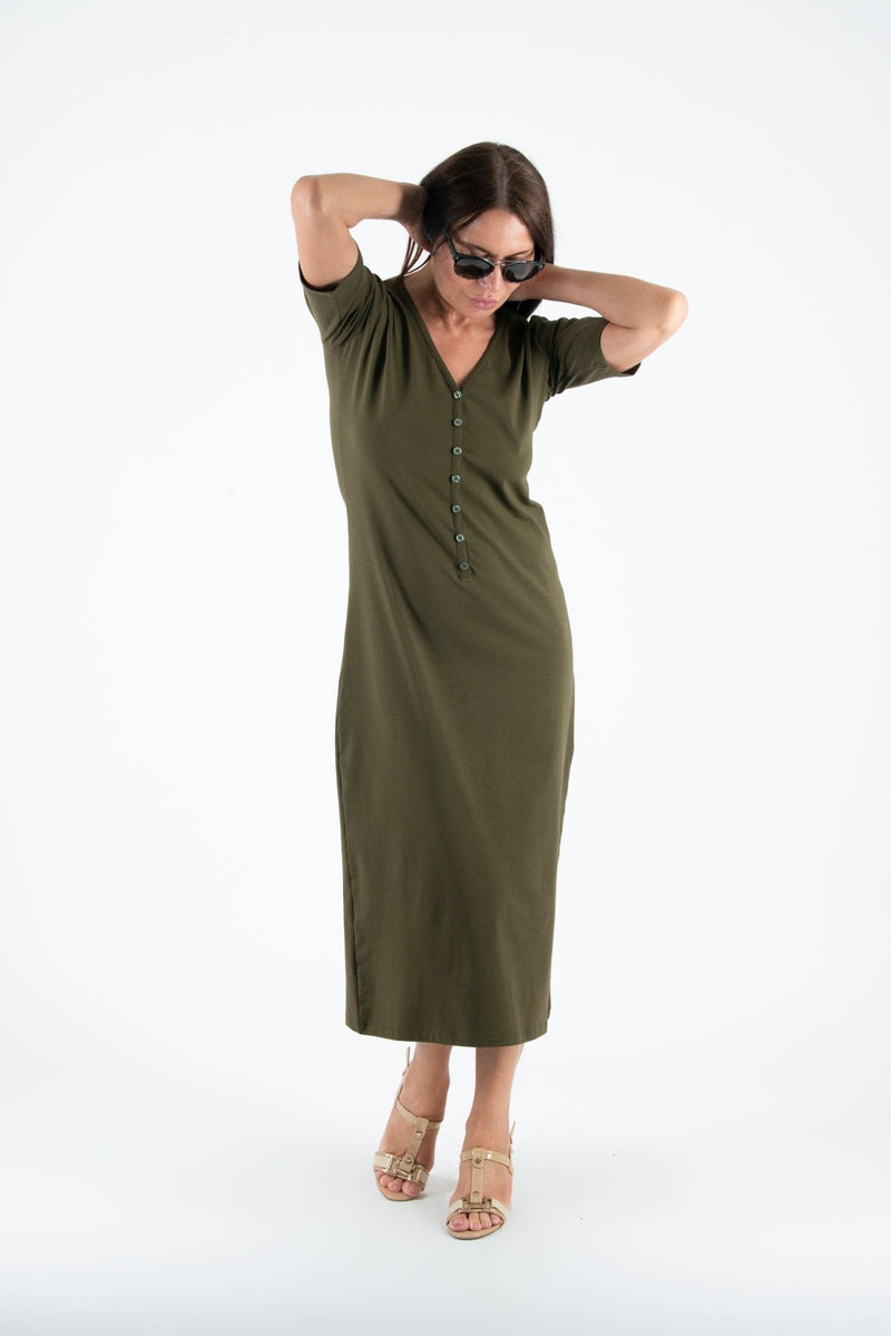 V Neck Jersey Dress KRISTA - EUG FASHION