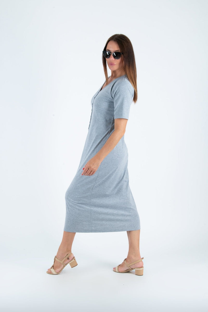 V Neck Jersey Dress KRISTA - EUG FASHION