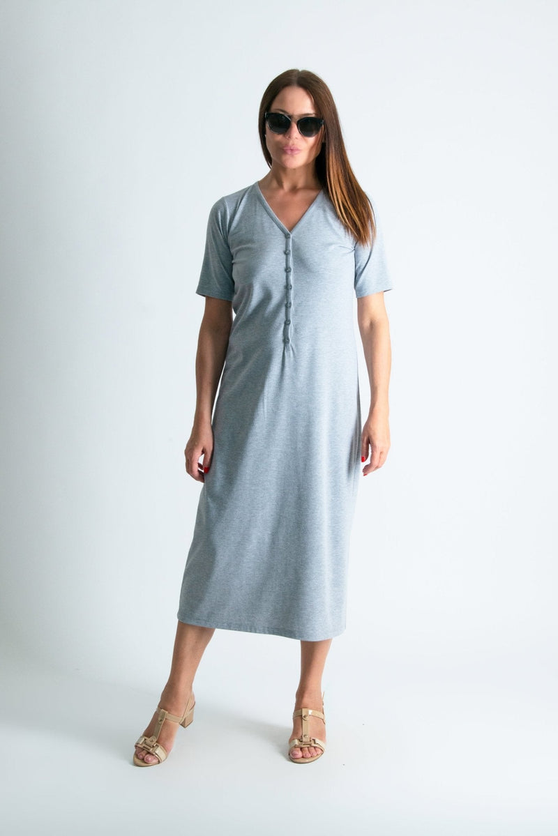 V Neck Jersey Dress KRISTA - EUG FASHION