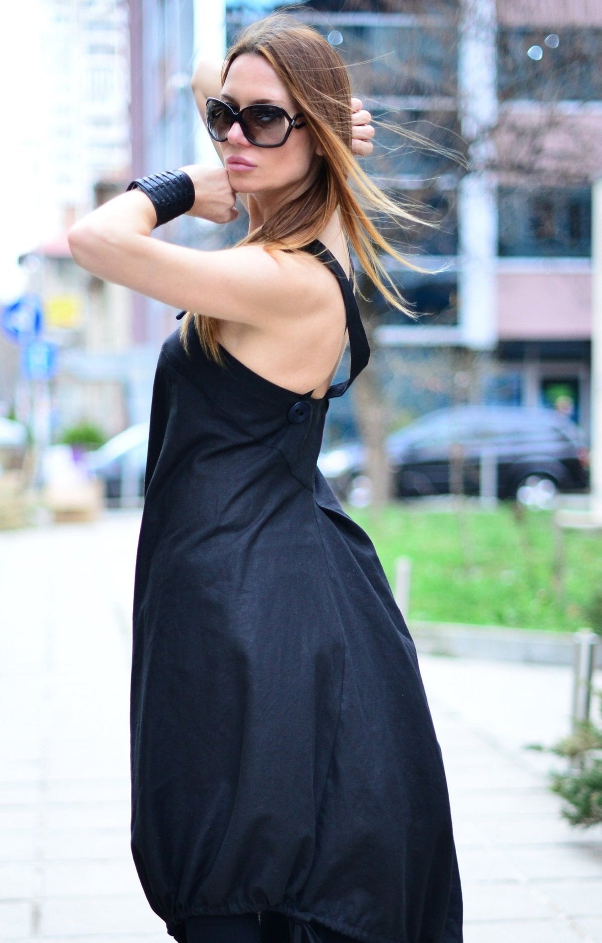DFold Clothing | KATE Linen Dress - Elegant and Comfortable Summer Wear Black / XL DFold Clothing | KATE Linen Dress - Elegant and Comfortable Summer Wear Black / XL