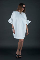 White Winter Neoprene Dress ESTER - EUG FASHION