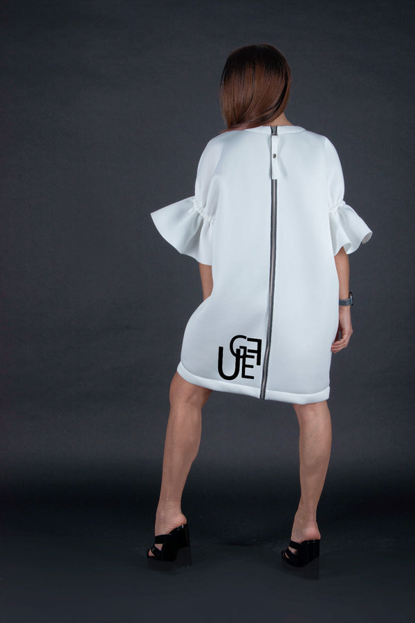 White Winter Neoprene Dress ESTER - EUG FASHION