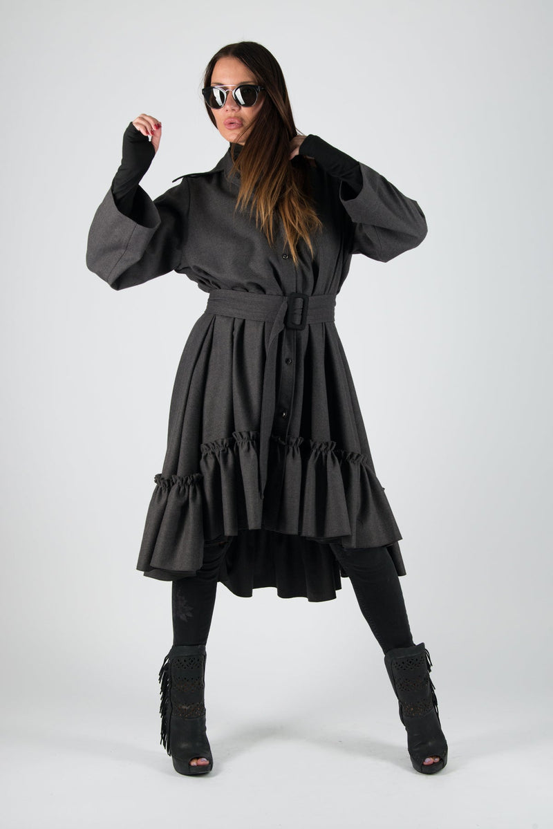 Winter Cashmere Shirt Dress TATIANA - EUG FASHION