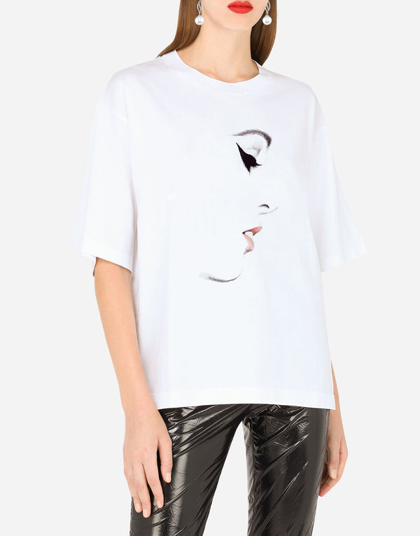 Woman Face Cotton T-shirt - EUG FASHION