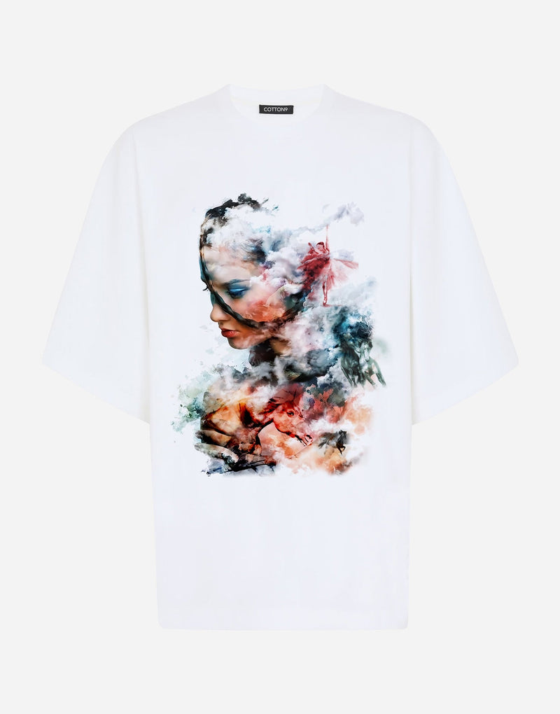 Woman with Horses Premium Art Cotton T-shirt - EUG FASHION